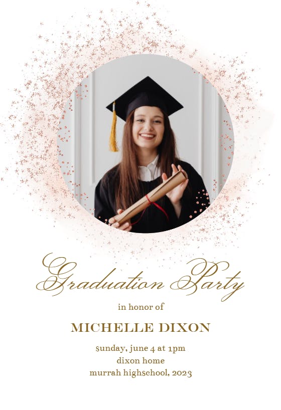 Blush Gold Spots - Graduation Party Invitation Template | Greetings Island