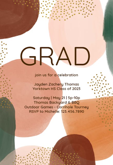Boho circle shapes - Graduation Party Invitation