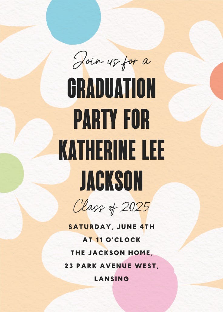 Bold daisies - graduation party invitation