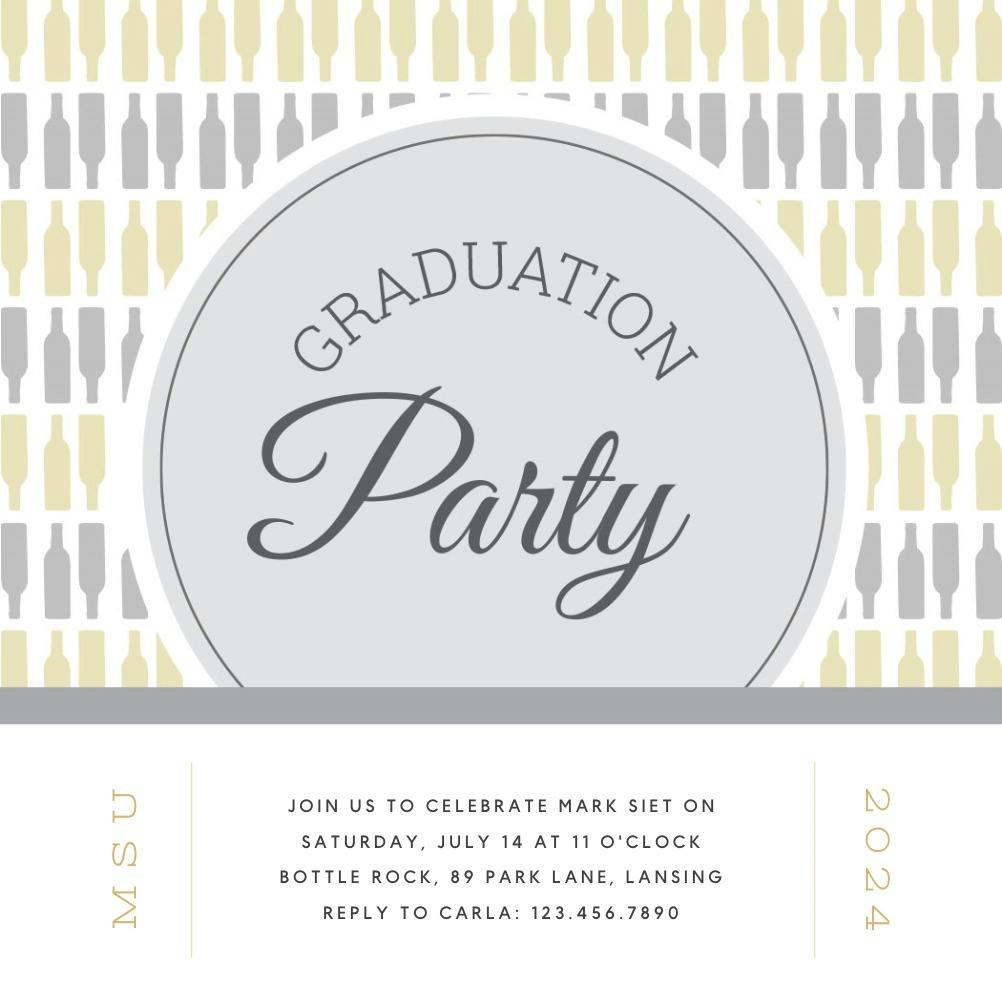Bottle wall - graduation party invitation