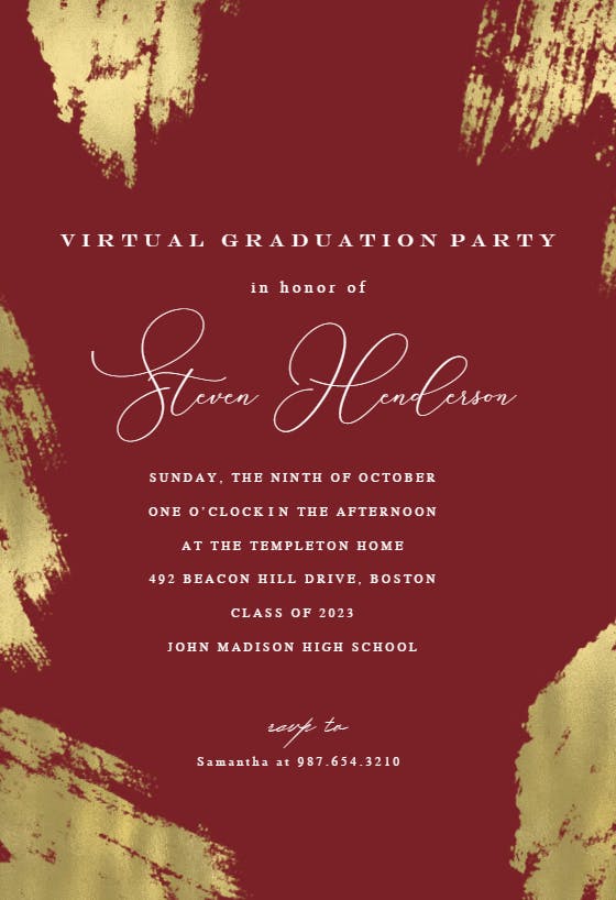 Brush Strokes - Graduation Party Invitation Template (Free) | Greetings ...