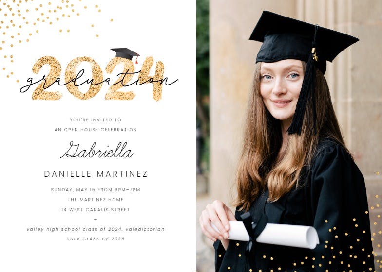 By the numbers and glitters -  invitación de graduación