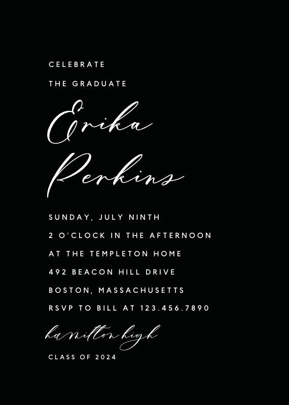 Calligraphy names - graduation party invitation