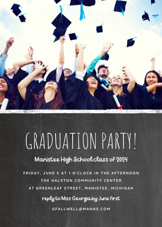Chalk line - graduation party invitation