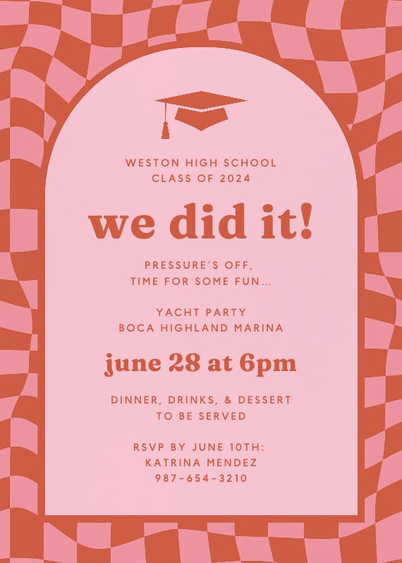 Checkerboard - graduation party invitation