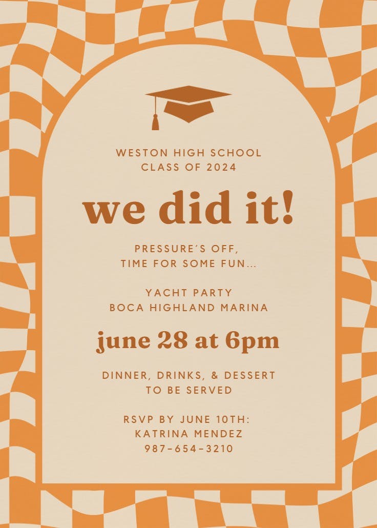 Checkerboard - graduation party invitation