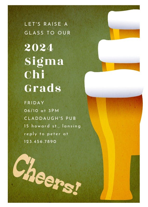Cheers and beers -  invitación de graduación