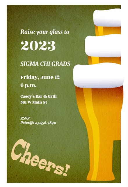 Cheers and Beers - Graduation Party Invitation