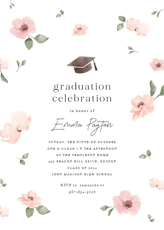 Cherry blossom - graduation party invitation