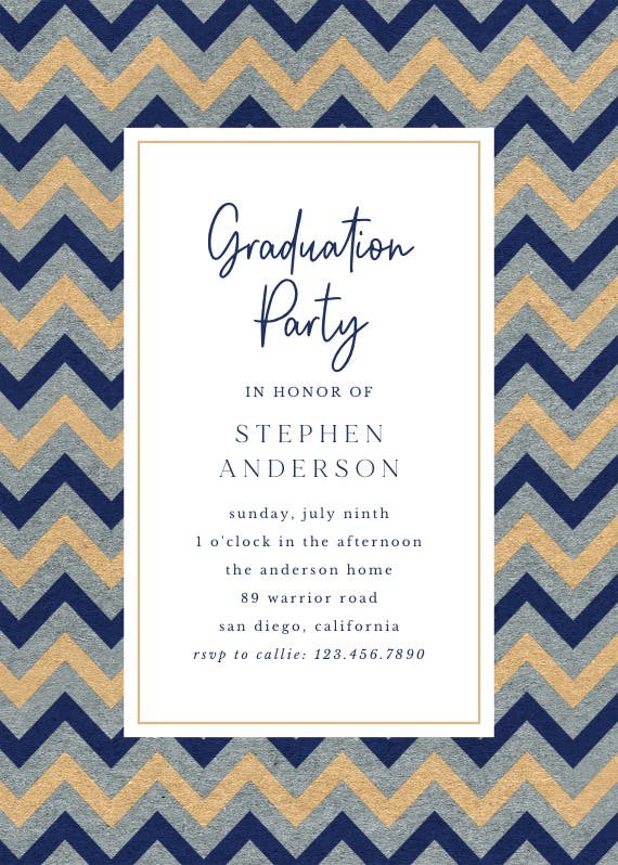 Chevron pattern - graduation party invitation
