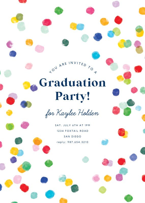 Confetti party - graduation party invitation