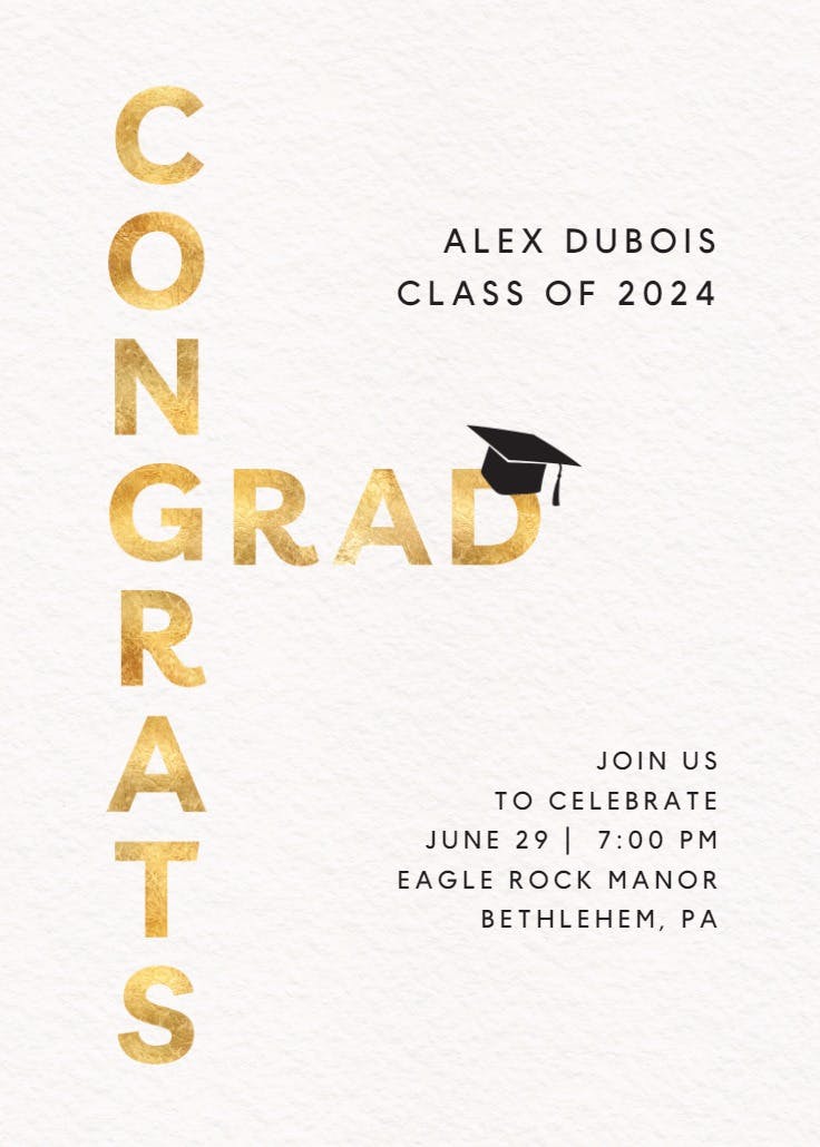 Crossword - graduation party invitation