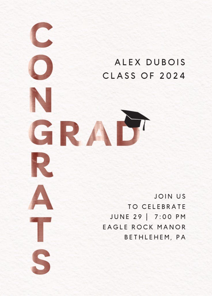 Crossword - graduation party invitation