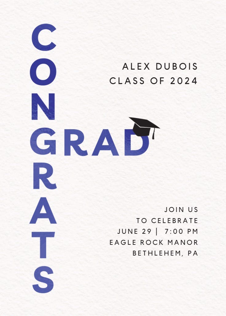 Crossword - graduation party invitation