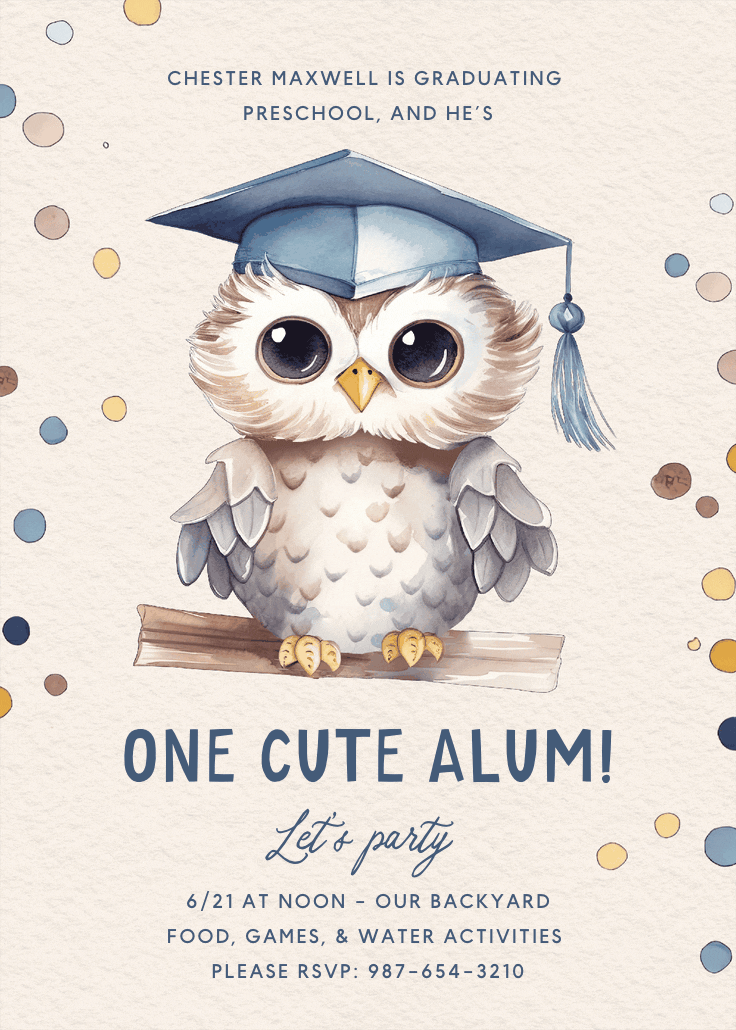 Cute and wise - graduation party invitation