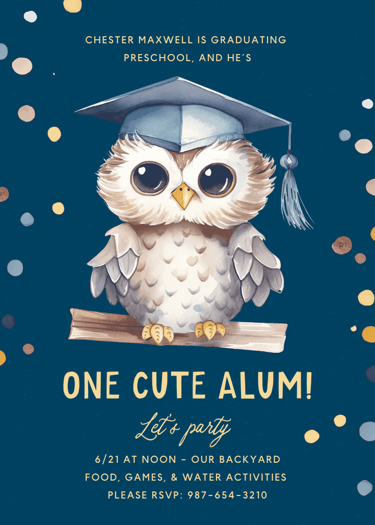 Cute and wise - graduation party invitation