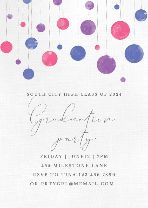 Dangling dots - graduation party invitation