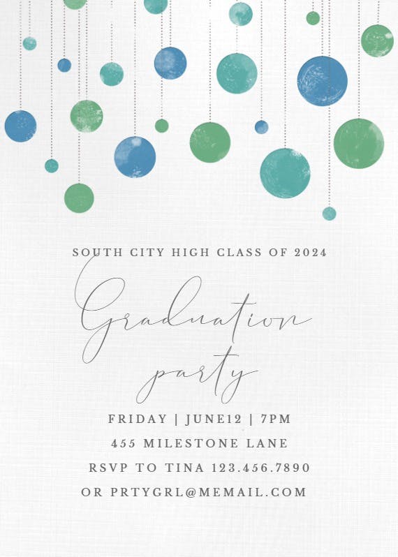 Dangling dots - graduation party invitation