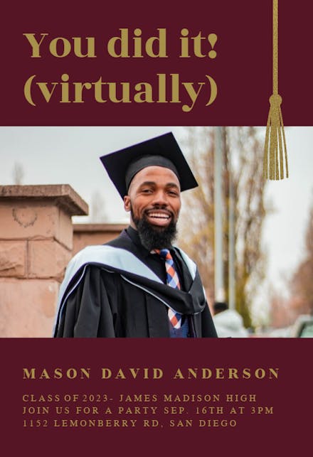 Did it virtually - Graduation Party Invitation
