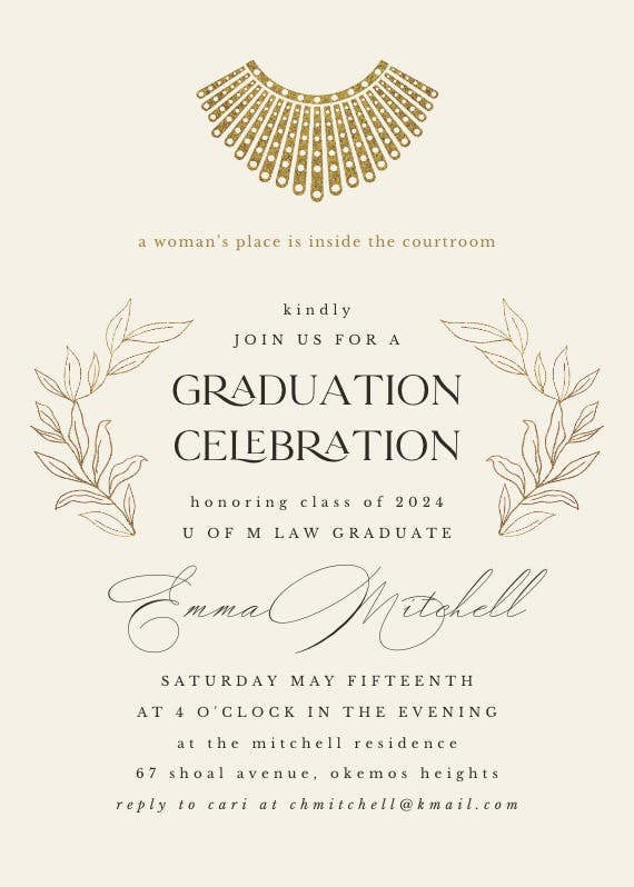 Dissent collar law school - graduation party invitation