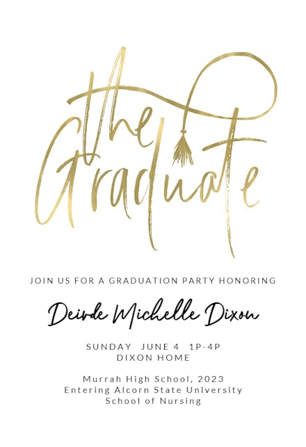 Golden typography - Graduation Party Invitation