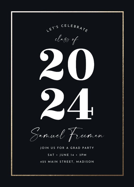 Elegant big numbers - graduation party invitation