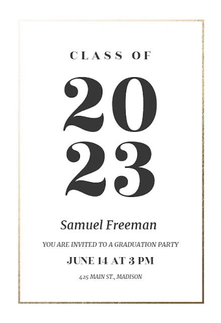 Elegant big numbers - Graduation Party Invitation