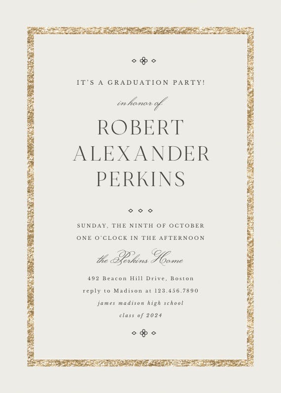 Elegant gold - graduation party invitation