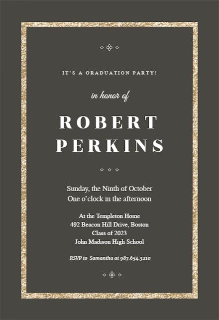 Elegant Gold - Graduation Party Invitation