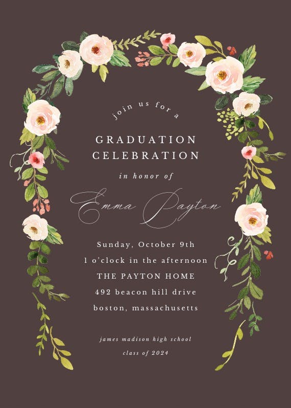 Falling flowers - graduation party invitation