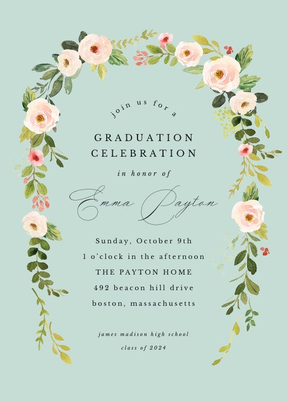 Falling flowers - graduation party invitation
