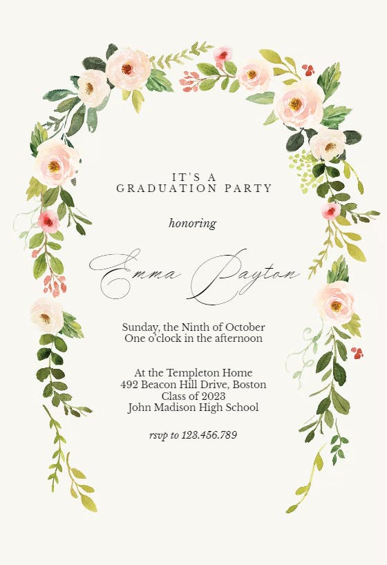 Falling Flowers - Graduation Party Invitation Template | Greetings Island