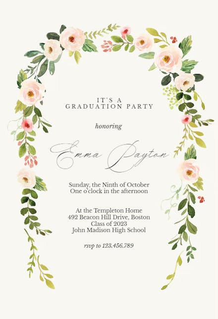Falling flowers - Graduation Party Invitation