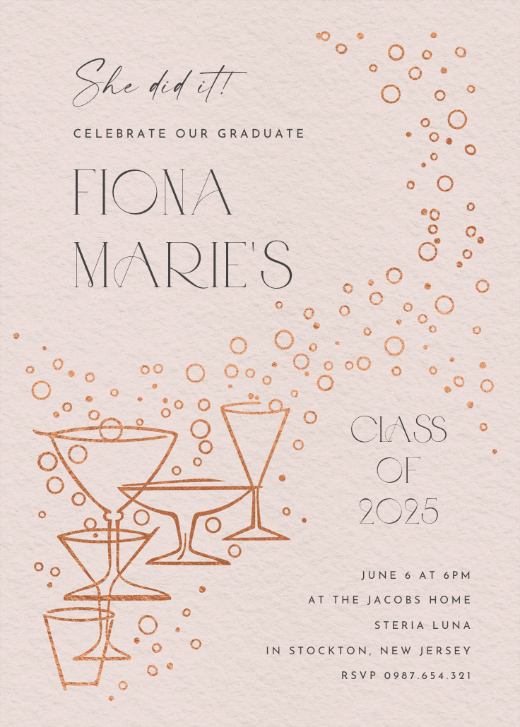 Fizzy bubbles - invitación de graduación