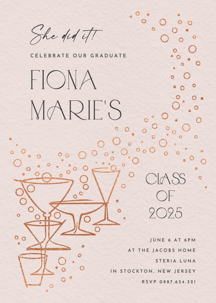 Fizzy bubbles - graduation party invitation