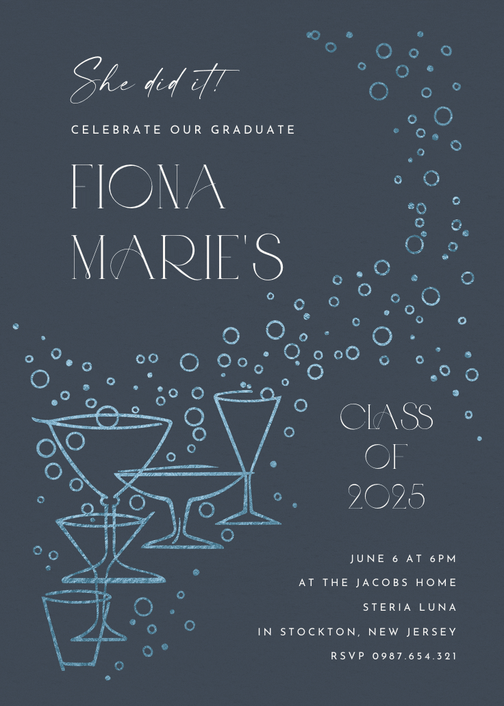 Fizzy bubbles - invitación de graduación