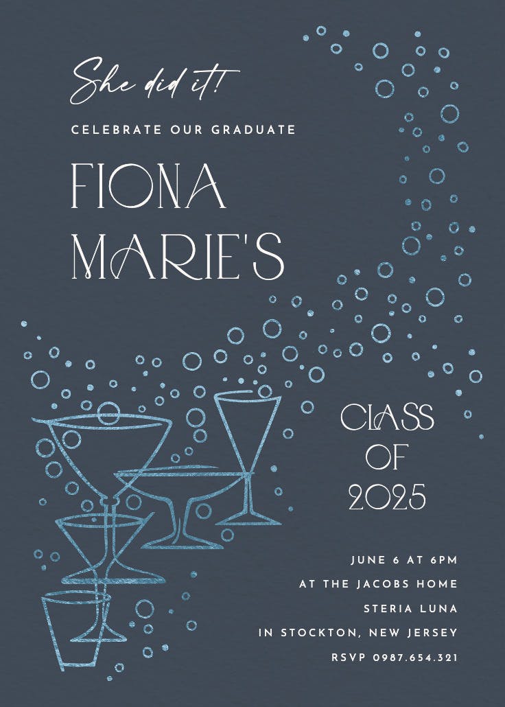 Fizzy bubbles - graduation party invitation