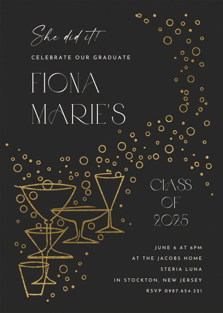 Fizzy bubbles - invitación de graduación