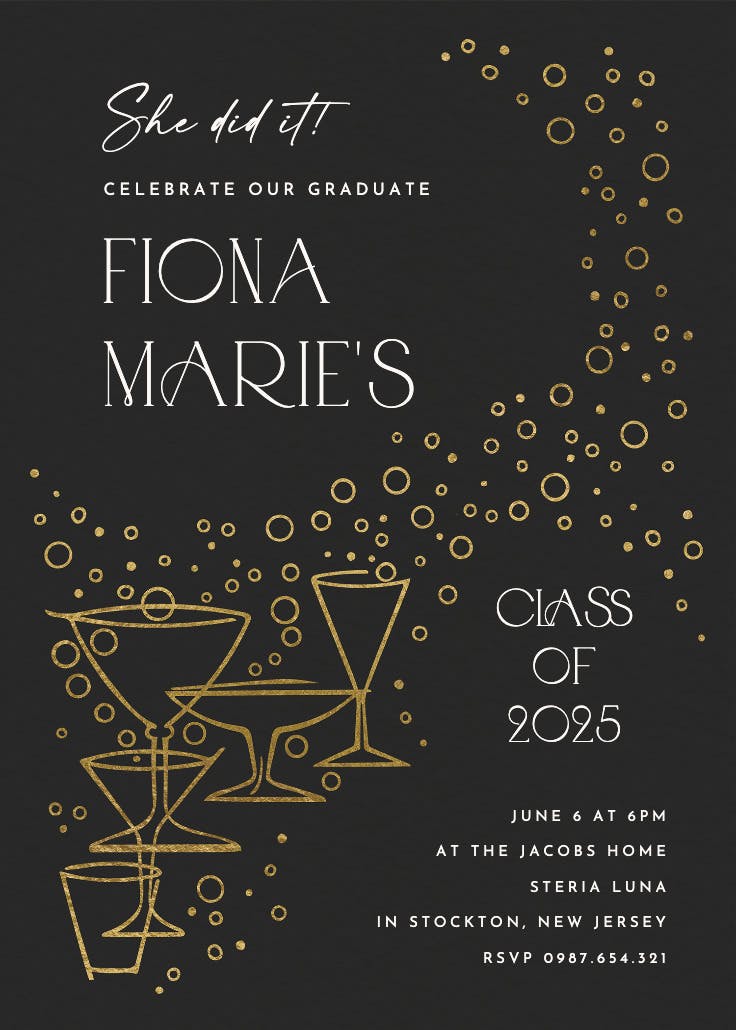Fizzy bubbles - graduation party invitation