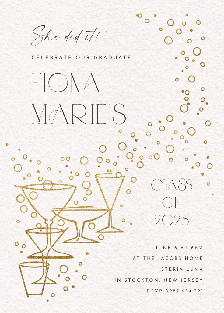 Fizzy bubbles - invitación de graduación