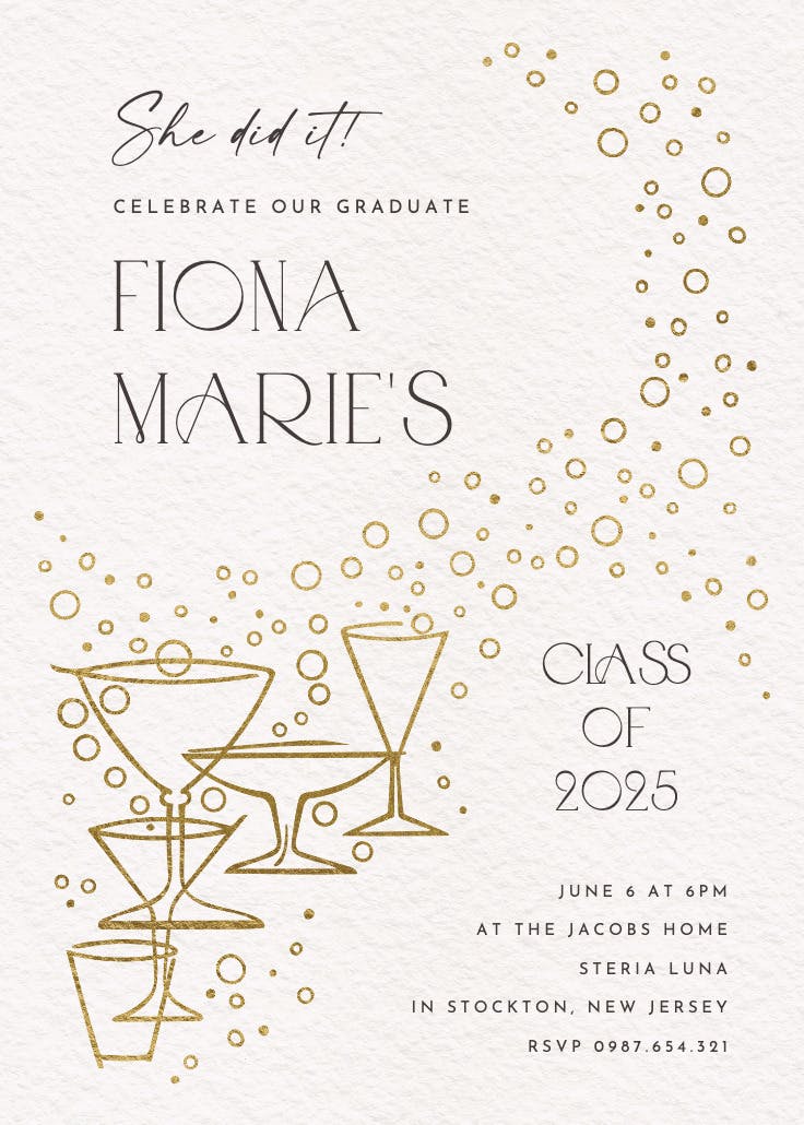 Fizzy bubbles - graduation party invitation