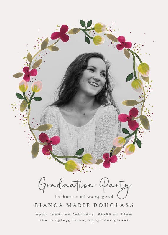Floral happiness - graduation party invitation