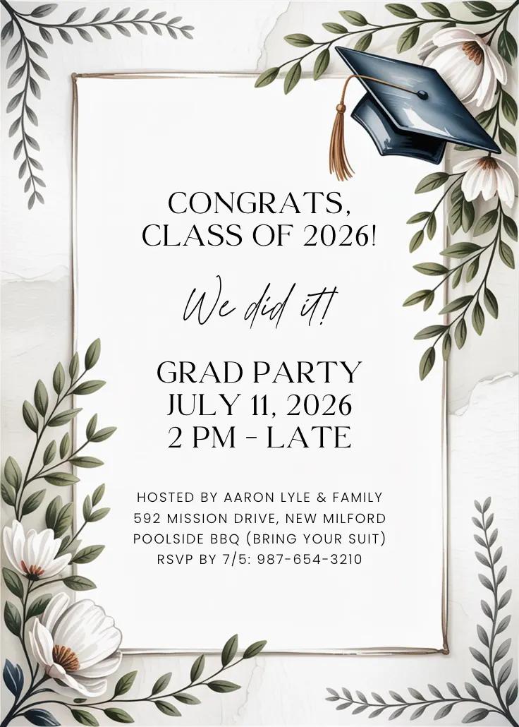 Floral tassel - গ্র্যাজুয়েশন পার্টির আমন্ত্রণ