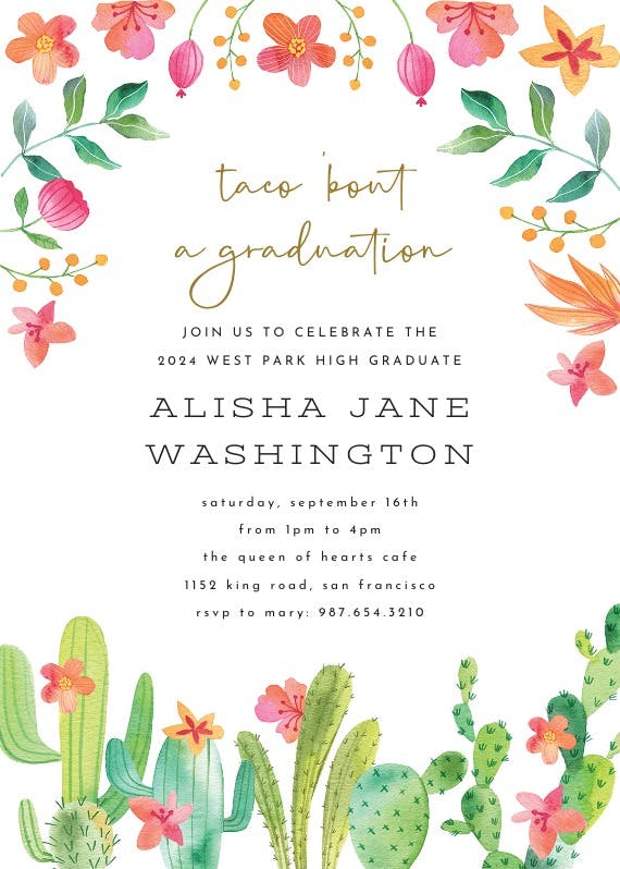 Flowerly fiesta - graduation party invitation
