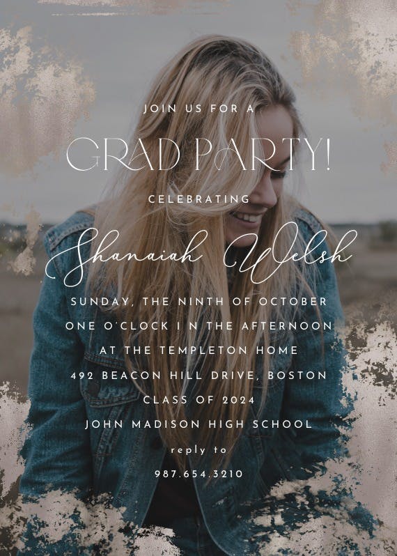 Foiled photo - graduation party invitation