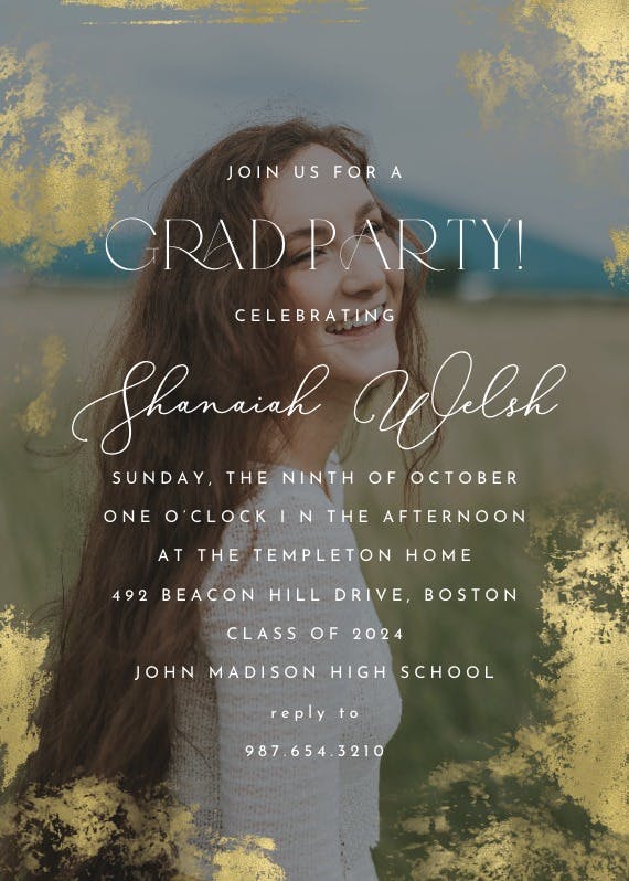 Foiled photo - graduation party invitation