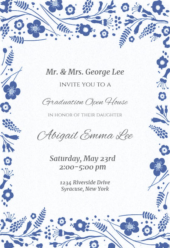 Framed in flowers - graduation party invitation