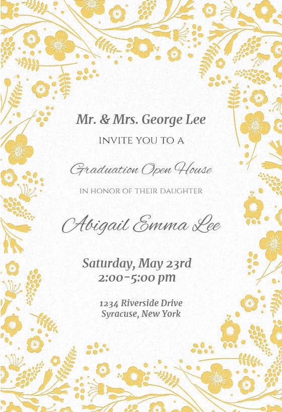 Framed in flowers - graduation party invitation