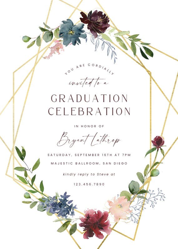Geometric & flowers - graduation party invitation