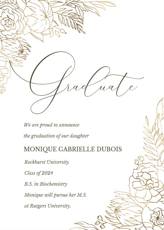 Gilded lines - graduation party invitation